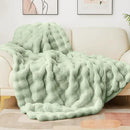 Latepis Soft Faux Fur Blanket Bubble Twin Size Comfy Blanket for Bed Fuzzy Cozy Thick Blankets for Couch Bedroom Furry Warm Blankets for All Seasons Luxury Bed Throw 60x80 Inch Sage Green, 860gsm by CozyNest Decor