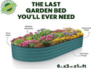 Galvanized Raised Garden Beds Outdoor // 6×3×1 ft (2-Pack) Planter Raised Beds for Gardening, Vegetables, Flowers // Large Metal Garden Box // Patented Tool-Free Design (Turquoise) by GreenHaven Gardens