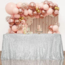 SquarePie Sequin Tablecloth 90 x 156 Inch Silver Sparkly Table Linen for Wedding Party by CozyNest Decor