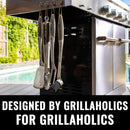 Grillaholics Premium BBQ Grill Tools – The Ultimate Grilling Gift for Dad - Luxury 4-Piece Barbecue Utensils Grill Set with Wooden Gift Box by GreenHaven Gardens