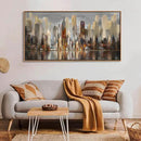 Mofutinpo Abstract Modern Canvas Wall Art for Living Room Cityscape New York Wall Decor City Theme Paintings Brown Framed Pictures Office Artwork Wall Decor Bedroom Above Bed by CozyNest Decor