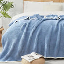 Snuggle Sac Ultra Soft Waffle Throw Blanket for Couch Bed Sofa 50x60 inches, Reversible Blue Blanket Microfiber Fluffy Fuzzy Cozy Knit Throws for Women Mothers Birthday Gifts by CozyNest Decor