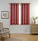 MIUCO Floral Embroidered Semi Sheer Curtains Faux Linen Grommet Curtains for Living Room 52 x 63 Inch 2 Panels, Burgundy by CozyNest Decor