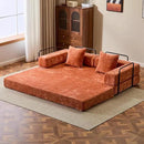 Convertible Sleeper Sofa Bed, Compression Folding Sofa with Pillow, No Assembly Required, Shape Frame, Floor Sofas Lounge Couch for Living Room, Bedroom, Small Spaces (Chenille, 77''W, Orange) by CozyNest Decor