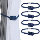 Fenghuangwu 4Pack Magnetic Curtain Tiebacks – Bohemian Style Handmade Woven Tie-Backs for Drapes,Elegant Exquisite Knot Holdbacks,Outdoor Boho & Modern Home Decor(Navy) by CozyNest Decor