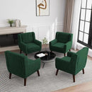 UIXE Accent Chair, Velvet Upholstered Armchair for Living Room, Modern Club Arm Chairs Comfy Single Sofa Button Tufted Bedroom Reading Seat - Retro Green, Set of 4 by CozyNest Decor