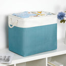 Bidtakay Extra Large Storage Baskets for Shelves 3 Pack Fabric Storage Bins for Organizing Linen Collapsible Organizer for Closet-White&Teal by TinyTreasures Baby Boutique