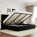 Allewie King Size Velvet Lift Up Storage Bed, Modern Wingback Headboard, Hydraulic Support, No Box Spring Needed, Black by CozyNest Decor