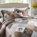 NEWLAKE Quilt Bedspread Sets-Checkered Floral Reversible Coverlet Set,King Size by CozyNest Decor