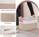 OIAHOMY 4 Pack Storage Baskets for Organizing, Basket for Shelves with Handle, Woven Baskets for Storage Toys, Towels, Books, Cotton Rope Basket 13" L x 9 " W x 7.8 " H, Brown & White by TinyTreasures Baby Boutique