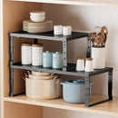 Metal Stackable Expandable Storage Shelf - Multi-Functional Home Storage Shelf, Suitable for Kitchen, Cabinet，Bathroom, Office, Garage, etc.（2PACKS/Black/Large by CozyNest Decor