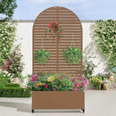 Casaphoria Metal Raised Garden Bed with Trellis and Wheels, 72"x35"x16" Arched Planter Box for Climbing Plants, Vegetables & Vines, Features Drainage Holes and Privacy Screen (Brown-Louvered) by GreenHaven Gardens