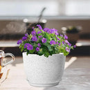 Plant Pots 12 inch, Plastic Planters with Drainage Holes and Saucers, Large Flower Pots for Indoor Outdoor Plants, Modern Decorative Pots for Garden House Plants, Speckled White by GreenHaven Gardens