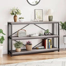 LVB Farmhouse Entryway Table, Metal Wood Console Table for Hallway, Industrial Rustic Sofa Table with 3-Tier Storage Shelf, Modern Entry Table for Foyer Front Home Living Room, Light Grey Oak, 47 inch by CozyNest Decor