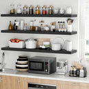 Fun Memories Floating Shelves - 12 Inch Rustic Wooden Wall Shelves - Extra Deeper & Thicker Wall Mounted Storage Shelf for Living Room, Kitchen, Farmhouse - 55" W x 12" D x 1.8" H - Rustic Black by CozyNest Decor
