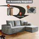 HYJT-H&K Modular Sectional Sofa Cloud Secttional Couch, 107" Comfy L Shaped Couches for Living Room, Deep Seat Memory Foam Fluffy Plush Corduroy Boneless Couch Sectionals Right Facing Sofa Chaise Grey by CozyNest Decor