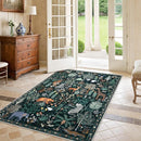 OJIA Jungle Print 5x7 Area Rugs for Living Room, Green Soft Washable Rugs for Bedroom Ultra-Thin Non-Slip Modern Rug, Stain Resistant Nursery Rug Carpet for Kids Playroom Nursery Dining Room by TinyTreasures Baby Boutique