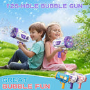 BOMOCO Bubble Gun,125 Holes Bubble Machine Bubbles for Kids 3-12,Bubble Blaster Gun with Bubble Solution Summer Outdoor Bubble Toys Birthday Wedding Halloween Party Favors Gifts Bubble Maker,Purple by TinyTreasures Baby Boutique