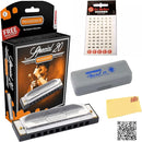 Hohner 560 Special 20 Harmonica - Key of F Bundle with Carrying Case, Key Stickers, Harmonica Beginner Online Manual, and Austin Bazaar Polishing Cloth by TinyTreasures Baby Boutique