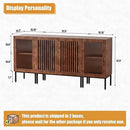 Farmhouse TV Stand for TVs up to 70 Inch, Entertainment Center TV Console with Storage Cabinets and Glass Doors,Media Console for Living Room,Brown by CozyNest Decor