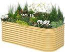 Vego garden 32" Extra Tall Raised Garden Bed Kits, 10 in 1 Modular Raised Planter Box for Vegetables Flowers Fruits Oval Metal Raised Garden Bed, Sunlit Oak by CozyNest Decor