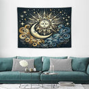 HZOHNAGO Sun Moon Tapestry Boho Golden Stars Pattern Printed Wall Tapestry Wall Hanging for Bedroom Living Room Dorm 40" W x 30" H by CozyNest Decor