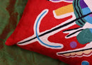 Kandinsky Modern Couch Pillow Cover - Red Painting | Abstract Toss Pillow | Modern Chair Cushion| Contemporary Pillow | Mid Century Chair Cushion | Hand Embroidered Pillow | Wool Size 18x18 by CozyNest Decor
