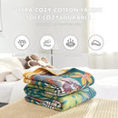 MSGKV Cotton Bed Blanket for Couch and Sofa Blankets for Living Room Bedroom Reversable Florals Throw 80"x90" Breathable Cozy Boho Blankets by CozyNest Decor