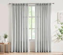 FMFUNCTEX Pinch Pleated Curtains 96 Inches Long for Living Room, Grey Semi Sheer Faux Linen Textured Pleat Drapes for Bedroom with Hooks, Light Filtering Farmhouse Window Drapes 2 Panels by CozyNest Decor
