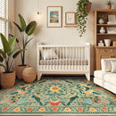Moynesa Boho Area Rugs 5x7, Ultra Thin Soft Washable Rugs for Living Room Bedroom Non Slip, Stain Resistant, Indoor Bird Patterned Sage Green Large Carpet for Kitchen Entryway Office by TinyTreasures Baby Boutique