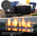 U-MAX 44in Outdoor Propane Gas Fire Pit Table, 50,000 BTU Auto-Ignition Gas Firepit with Glass Wind Guard, Black Tempered Glass Tabletop & Blue Glass Rock, Brown PE Rattan, CSA Certification by GreenHaven Gardens