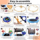 Ativafit 60'' Rebounder Trampoline Indoor Outdoor for Kids Ages 1-8, 5 FT Recreational Toddler Trampoline with Safety Enclosure Net Gifts with Basketball Hoop Dartboard Ocean Bal by TinyTreasures Baby Boutique