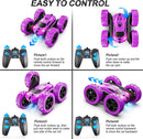 RC Cars, Purple Remote Control Car for Girls, 2.4 GHZ Double Sided RC Stunt Car 360° Rotating Remote Control Crawler with Headlights Car Toys for 6 7 8 9 10 11 12 Girls Birthday Gift by TinyTreasures Baby Boutique