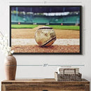 ElephantStock Baseball In Stadium Wall Art - Horizontal Framed Canvas - 1-Piece Living Room Wall Decor - Car Photography Canvas Print - Brown and Beige Decor for Wall - 25" X 17" by CozyNest Decor