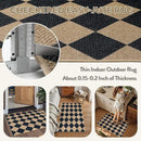 Lahome Checkered Easy Jute Kitchen Rug, 2x3 Front Door Mat Non Slip Washable Neutral Area Rug, Farmhouse Diamond Non Shedding Low Pile Floor Carpet for Entryway Porch Doorway by CozyNest Decor