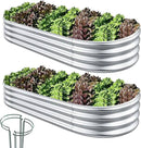 Raised Garden Bed, 2 Pcs 7×3×1ft Outdoor Galvanized Planter Boxes, Galvanized Garden Beds Outdoor with Metal Plant Stakes, Large Raised Garden Stock Tank, Garden Beds Outdoor for Vegetables by GreenHaven Gardens