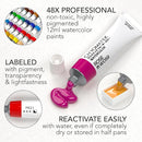 CHROMATEK Watercolor Paint Set, 84 Piece Kit, Video Tutorial Course, 48 Tubes, from Beginner to Intermediate & Professional Artists, Paper, 8 Brushes, Palette, Aquapen, Masking Tape, 12ml Tubes by TinyTreasures Baby Boutique
