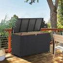 Super Patio Outdoor Patio Storage Box Waterproof, 120 Gallon Large Deck Box Wicker Storage Bin for Cushions, Garden Tools, Black by CozyNest Decor
