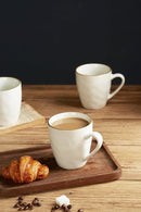 famiware Coffee Mugs Set of 4, Ocean Round 11.5oz Coffee Cup Set with Handle for Cocoa, Milk, Hot Chocolate, Tea or Water, Stoneware Cups for Kitchen, Microwave Dishwasher Safe, Vanilla White by CozyNest Decor