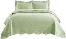 MarCielo 3-Piece 100% Cotton Oversized Bedspread Lightweight Quilt Coverlet Embroidery Farmhouse Bedding Set (TX Pale Green, Oversized Queen (100"x106")) by CozyNest Decor