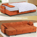 ACMEASE110“ Inches L-Shaped Pull Out Sofa Bed w/Storage Chaise & Adjustable Back, Chenille Sectional Sofa w/USB Port,Tufted Sleeper Couch w/Cup Holders for Living Room, Orange by CozyNest Decor