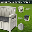 EconoHome 3 Seat Outdoor Storage Bench - 90 Gallon Capacity - Weatherproof Resin Bench for Patio, Porch, Garden, Yard, Pool Area - Furniture for Pool Accessories, Gardening Tools, Toys by CozyNest Decor