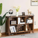 Farmhouse 6 Cube Book Shelf, Wood 3 Tier Storage Organizer Bookshelf, Brown Walnut 47" Horizontal Cubby Bookcase with Legs, Rustic Entryway Book Case, Long Display Cabinet for Bedroom, Office by CozyNest Decor