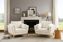 Large-Sized Accent Chair, Thick Cushion Bedroom Reading Chair, Comfortable Living Room Single Sofa, Boucle Milky White by CozyNest Decor