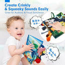 hahaland Baby Toys 0-6 Months - Crinkle Books for Babies 2PCS, Cloth Texture Tails Sensory Book 6-12 Months - Soft, Tummy Time, Montessori Toys 3 4 5 Month Newborn Twin Boys Gifts Travel Infant Toy by TinyTreasures Baby Boutique