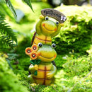 Garden Turtle Outdoor Statues, Solar Garden Statue Two Sweet Frog Face Turtles Decor with 3 LED Lights, Unique Art Resin Gifts for Patio Lawn Porch Yard by GreenHaven Gardens