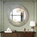 Kelly Miller Jeweled Mirror for Wall, 28 Inch Round Luxury Mirror with Sparkling Diamonds Beveled Modern Wall Decor for Bathroom, Living Room, Bedroom, Hallway by CozyNest Decor