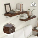 Deep Floating Shelves, 12 Inch Deep Rustic Floating Shelves for Wall Set of 2, 36W x 12D Large Wood Shelves for Living Room Bathroom Laundry Room Bedroom Kitchen Home Office - Rustic Brown by CozyNest Decor