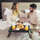 2 Pack Bed Tray Table Breakfast Trays Serving Tray Bamboo Bed Laptap Floding Legs with Handles and Phone Holders by CozyNest Decor
