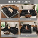 Modular Sectional Sofa Cloud Sectional Couch, 135" Comfy Fluffy U Shaped Black Couches for Living Room, Deep Seat Memory Foam Plush Corduroy Boneless Couch Sectionals with Left Facing Chaise Sofa by CozyNest Decor